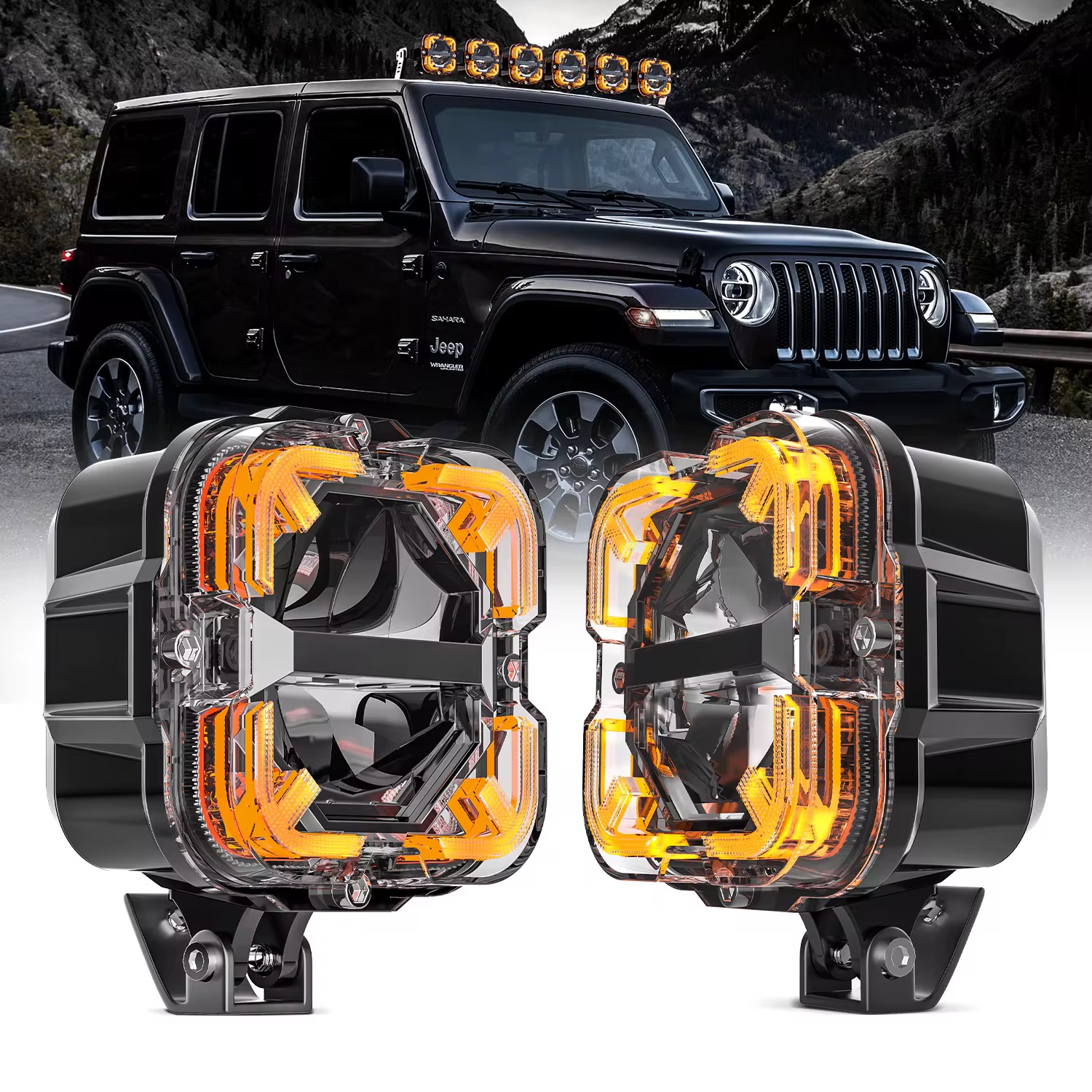 Faros Led cuadrado DLR 65W con Luz Alta y Baja 4.5 pulgadas 6500 lm - Image 3